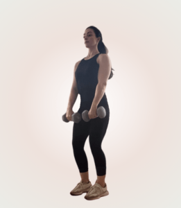 Dumbbell Upright Row start position from core moms pre pregnancy workout